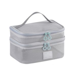 XYAX Di động Túi lưới đựng đồ trang điểm cầm tay Trọng lượng nhẹ Hình vuông Túi đựng đồ vệ sinh cá nhân Thường ngày Dây kéo Túi lưới đựng mỹ phẩm trong suốt Lưu trữ cáp dữ liệu