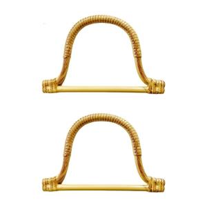 2pcs Friendly Practical Plastic Woven Rattan Handles Replacement Accesories For Large Handbag Bags And Beach Bags