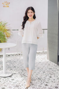 Áo somi cao cấp cổ tròn cột nơ tay lỡ trắng TTV583