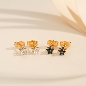 LANME JEWELRY Anting Tusuk Korea Anting Titanium Lapis Emas Anti Karat Wanita Bentuk Bintang Anti Karat Y272
