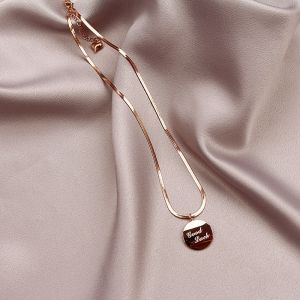 [COD] Kalung Titanium Pipih Wanita Anti Luntur / Kalung Titanium Wanita Liontin good Luck / Kalung Wanita Terlaris / kalung titanium cewek anti karat dan luntur
