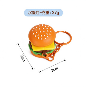Cute Simulated Food Fidget Keychain Press Rebound Stress Relief Pendant Hamburger Fries Steamed Bun Durian Kids Novelty Toy Gift