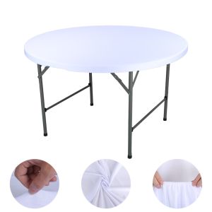 OKDEALS01 Elastic Round Table Cover Diameter 48/60in Solid Color Picnic Table Cloth Terylene Washable Stain-Resistant Tablecloth Wedding