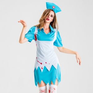 11.11 Foreign trade European and American Halloween cos costumes bloody horror pervert nurse bloody maid zombie cosplay costumes