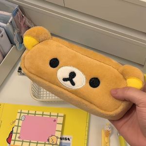 Creative Plush Rilakkuma Pen Bag Large Capacity Pencil Case Multifunctional Stationery Storage Bag Pen Bag Gift