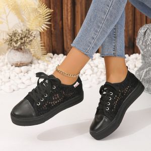 42-43 Large Size WomenS Shoes New Hollow Mesh Breathable Platform Thick-Soled Casual Shoes For Women