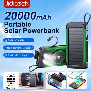 Jiditech 50000mAh Powerbank 22.5W Fast Charging with Solar Panel Built-in 4 Cables + Wireless Charge