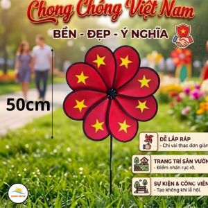 Chong chóng cờ đỏ sao vàng 8 cánh mẫu mới size 50cm Decor quán cafe quầy hàng chống nước