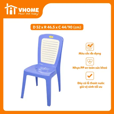 Ghế Nhựa Tựa Lưng Đại 9 Sọc - Chắc Chắn Dày Dặn Nhựa PP Chính Phẩm - Nhựa Vĩ Hưng