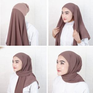 Pashmina Inner Ceruty Baby Doll1 In 2 / Hijab Pasmina Iner Ceruty / Pasmina Iner
