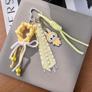 FIRST Handmaking Flower Mobile Phone Lanyards Hanging Acrylic Woven Ropes Car Keychain Bag Charm Bag Pendant Braided Rope Key Chain Girls Couple Girlfriends