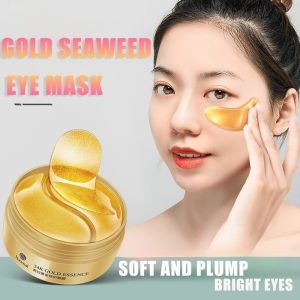 24K Gold Eye Mask Patches Seaweed Eye Mask With Cooling Gel Collagen Hydrating Dark Circles Eye Care