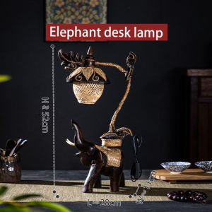 ไม้ไผ่แบบดั้งเดิมไม้ไผ่สานช้างโคมไฟตั้งโต๊ะไม้เนื้อแข็งไม้ไผ่สานโคมไฟสร้างสรรค์ห้องนอนวินเทจโฮมสเตย์โรงแรมโคมไฟข้างเตียง