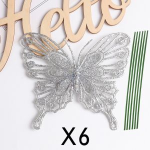6/12Pcs Christmas Tree Butterfly Decorations 3D Glitter Hollow Butterfly Ornaments Hanging Butterfly Party Decorations for Birthday Baby Shower Wedding Christmas Decor