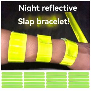 ANGCHI 20Pcs สีเขียวอ่อน สายรัดข้อมือสะท้อนแสงเพื่อความปลอดภัย 22/30ซม. ค่ะ การเตือน แหวนสแนปสะท้อนแสง สายรัดข้อมือ สร้างสรรค์และสร้างสรรค์ สายรัดข้อเท้า วิ่งออกกำลังกายกลางคืน