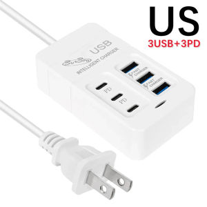 \ud83d\ude80\ud83d\udd25US EU UK Plug 6Ports Multiport USB Charger 35W PD Type-C Mobile Phone Fast Charge Wall Chargers TypeC USB Hub Adapter Universal