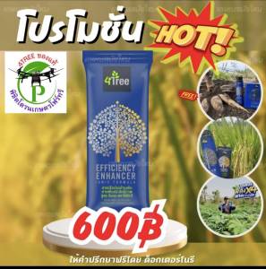 4Treeของแท้ โฟร์ทรี 1 ซอง ใช้ได้ 15-20 ไร่ สารเสริมประสิทธิภาพพืชสูตรอิออน ช่วยเร่งราก พืชโตเร็ว ทำให้พืชเขียวนาน ใช้ได้กับพืชทุกชนิด นวัตกรรมใหม่จากประเทศอิสราเอล ของแท้100%