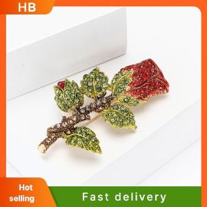 HB Exquisite Shinning Rhinestone Rose Flowers Brooches For Women Party Jewelry Accessories Gifts