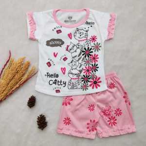 SETELAN KAOS ANAK PEREMPUAN 1 - 6 TAHUN RUFFLE MODEL TANGAN KERUT