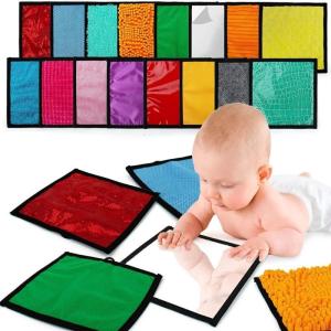 16xfoldable bé Thảm chơi với nhiều chi tiết kết cấu máy có thể giặt Cảm giác công cụ phát triển cho kích thích thị giác