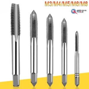 Mesin Ulir Sekrup Mata Bor Putar Hand Tap Kecil Set 5Pcs M3/M4/M5/M6/M8 Silver