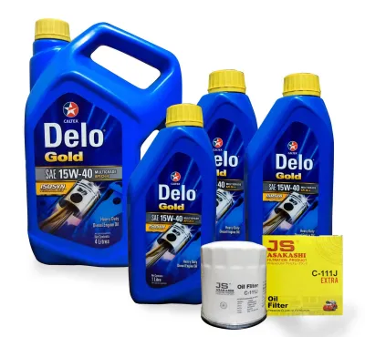 Caltex Delo Gold Multigrade Diesel Engine Oil SAE 15W-40 Oil Change Bundle for Toyota Fortuner / Hi-Lux / Innova / Hi-Ace Commuter / Grandia ( 7 Liter with Filter )