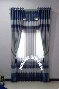 Gorden blackout import tebal motif garis jendela dan pintu ruang tamu tinggi 250cm tirai pintu kamar tidur cantik mewah elegan terbaru