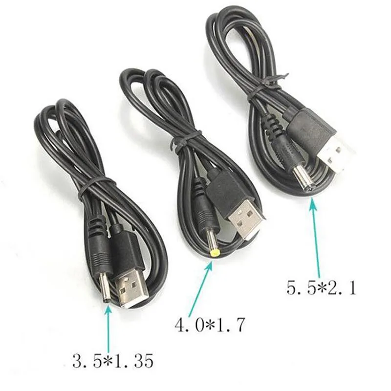 thumbnail image 2 of Black USB To DC 5V 2A Charger Power Cable – 3.5mm X 1.35mm Barrel Jack, 70-80cm, Universal 2 of 3