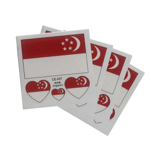 10 Sheets 60x60mm Waterproof Singapore Flag Tattoo Sticker Water Transfer Temporary Tattoo FIBA World Cup