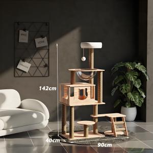 Premium Sisal Solid Wood Cat Tree 190cm Multi Level Cat Tower No Drill Assembly Same Day Shipping