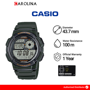 Jam Tangan Pria Casio General AE-1000W-3A Year Battery Green Resin Band