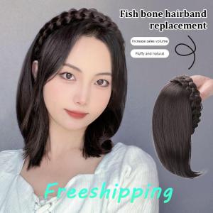 baoxue Tóc giả cho phụ nữ tóc ngắn Headband với tóc tóc tóc giả xương cá với tóc giả tích hợp tóc vá phụ kiện tóc