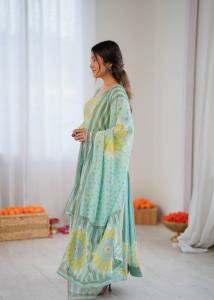[PRE ORDER : 10 DAYS] Lightweight Floral Organza Festive Gown with Canvas Patta & Matching Dupatta | S to XXL – Ready to Wear | gfs-40