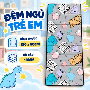 Đệm Ngủ Trưa Cho Bé Đi Học EMA Thảm Ngủ Mầm Non Tiểu Học Cao Cấp Gấp Gọn Chống Thấm Dày 10mm