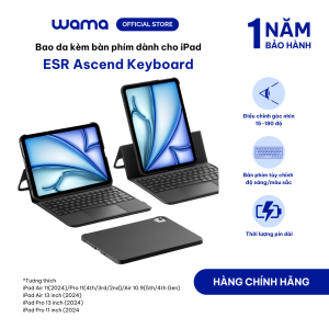 Bao da cho iPad Air 6/Pro M4 2024 kèm bàn phím ESR Ascend màu đen tùy chỉnh góc nhìn đèn bàn phím
