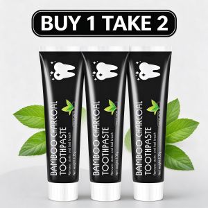 【BUY 2 TAKE 2】Bamboo Charcoal Black Toothpaste 105g Activated Carbon Deep Cleansing Absorption Whitening Yellow Stain Removal Fresh Breath for Home Travel Dual Purpose Oral Care Use
