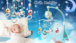 Hanging Rotating Rattles Music Box Baby Musical Crib Mobile for Boy Girl 0-24 Month Baby Sleeping Toy with Music Lights