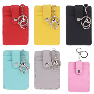 Portable ID Holder Bus Cards Cover for Case Office Work Keychain Keyring To