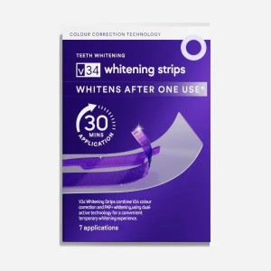 V34 Purple Teeth Whitening Strips Instant Whitening Dental Care Teeth Stain Removal Oral Care Teeth Whitening Strips with Hydrogen Peroxide
