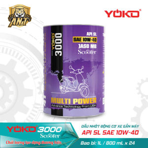 Dầu Nhớt Xe Tay Ga Yoko 3000 Scooter Lon Tím 800ml - Dầu Nhớt Xe Máy Chính Hãng Cao Cấp Dành Cho Xe Tay Ga Đời Mới