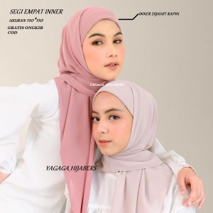 Hijab Segi Empat Inner Instan Jilbab Segi Empat Inner Instan Kerudung Inner Instan - Polly Cotton Premium - Ringan dan Flowy - Ukuran 110x110 - Jersey Street Inner - Tidak Nerawang - Cara Pemakaian Super Gampang dan Instan