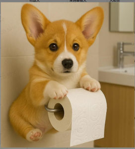 รีซิน ที่ใส่กระดาษชำระสำหรับสุนัข  รูปทรงสุนัข 3D น่ารัก ตกแต่งห้องน้ำ ติดตั้งง่ายและทำความสะอาด