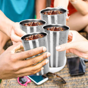 Gelas Cangkir Minum Stainless Steel Silver Berkualitas Kapasitas 300ML - KP