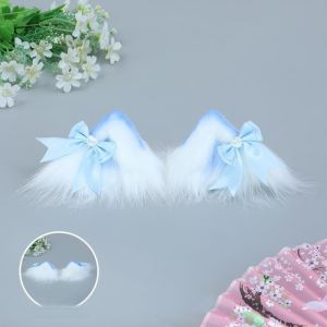 OURTOUR Lolita Cat Ears Headband Lace Cosplay Headdress Bow Head Wrap Hair Accessories