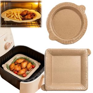 NOBLELUX 20Pcs Square/Round Peel Plate Oilproof NonStick Air Fryer Disposable Paper Portable Kitchen Oven Oil Absorbing Paper