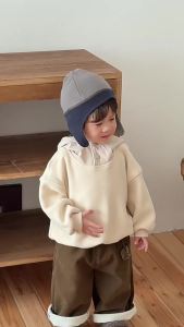 Baby Winter Hooded Fleece Sweatshirt 2025 New winter Korean-style childrens clothing boys thickened suit