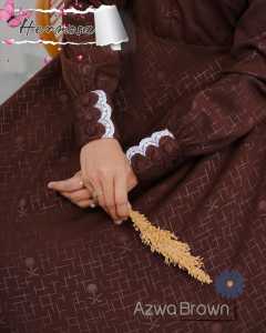 Gamis hermosa wolfis embos motif azwa coklat tua-gamis coklat tua syari premium-gamis lebaran syari