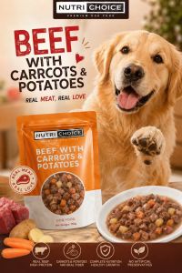 Nutrichoice Premium Dog Food Pouch Beef w/ Carrots and Potatoes 150g Travel Pack