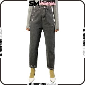 Celana Jeans Wanita Ripped Jeans Highwaist / Celana Jeans Sobek Boyfriend Celana Panjang Wanita Kekinian SM P580