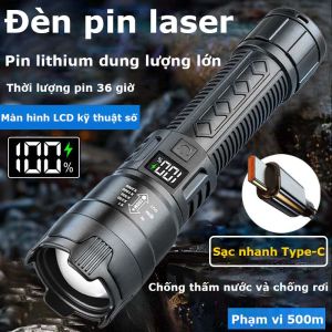 Đèn Pin LED Siêu Sáng 1000 LumensChống Nước IPX7Sạc Đầy Pin Qua USB Trong 2 GiờSiêu Sáng Chiếu Xa 500m